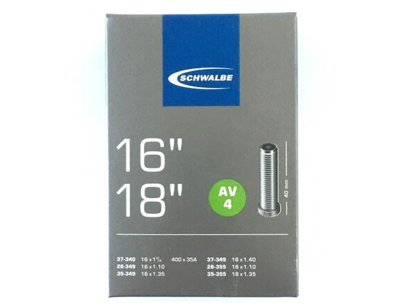 Schwalbe 16/18 AV4 Tube Schrader Valve- Brompton Fit click to zoom image